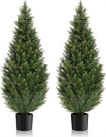 4ft Topiary Ced.ar Trees Artificial Outdoor Set Of