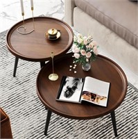Semjar 2-piece Modern Round Coffee Table Set For