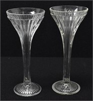 (2) Depression Glass Ribbed and Fluted Bud Vases