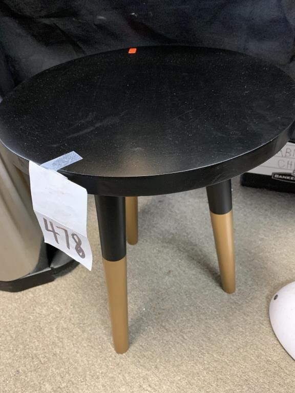 MID-CENTURY BLACK & GOLD ROUND SIDE TABLE -