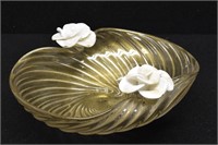 Vintage Venetian Bowl w/ Infused Gold & White