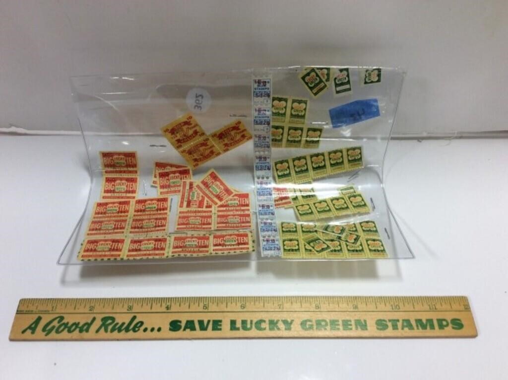 Lucky Green Stamps Ruler & Assorted Stamps