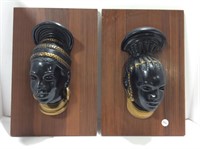 Mid-Century Africa Women Wall Plaques