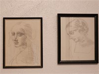 2- Portraits of Ladies, Pencil Drawings