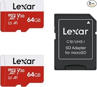 Lexar 64GB Micro SD Card 2 Pack, microSDXC UHS-I F