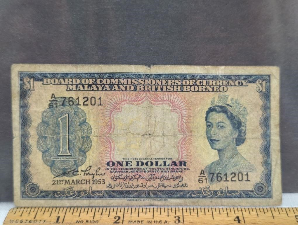 1953 $1 Malaya & British Borneo, Board