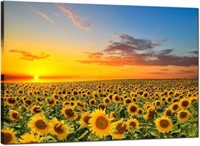 Sunflower Canvas Art  Sunrise Field  Framed
