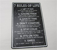 "Rules For Life" Metal Sign