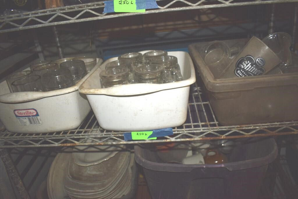Shelf of Beer Glasses and Other Dishes