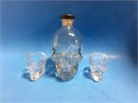 Crystal Head Vodka Glass Skull Bottle and two
