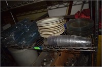 Shelf of Plates and Plastic Water Glasses