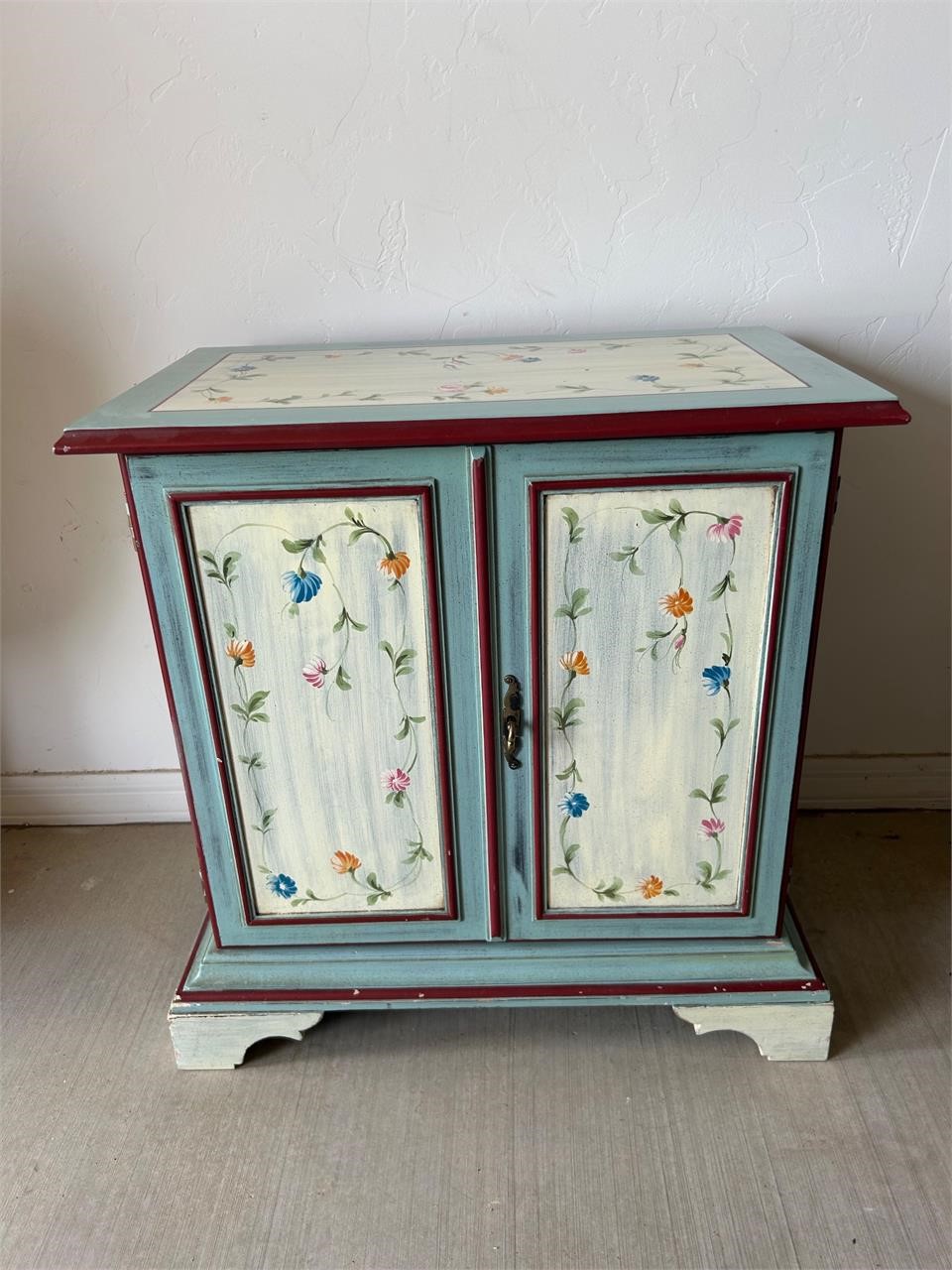 Wood Painted Floral Cabinet