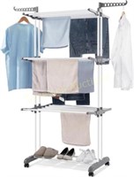 TOOLF 4-Tier Clothes Rack  Foldable  Grey