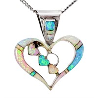 Opalescent Heart Pendant Sterling Silver