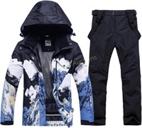 Men's Ski Suit Set Snowsuit #4TY1+black X-Small