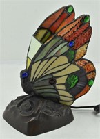 Tiffany Style Butterfly Accent Lamp Bronze Base