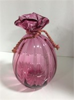 Cranberry Glass Sack Vase 9 " Tall