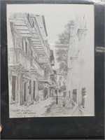 Pencil Sketch of Pirates Alley by Don Davey