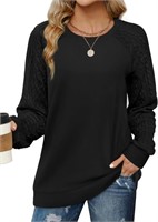 SM3695  Saloogoe Long Sleeve Mujer Top C-BLACK