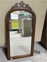 Arched Mirror with Decorative Wood Top