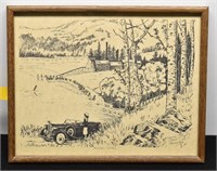 Framed Ink Drawing Print of McCall Mill, IDAHO