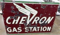 Chevron Gas Station Double-Sided Porcelain Sign