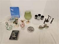 Assorted Ornaments, Glass Vase, Candleholders and