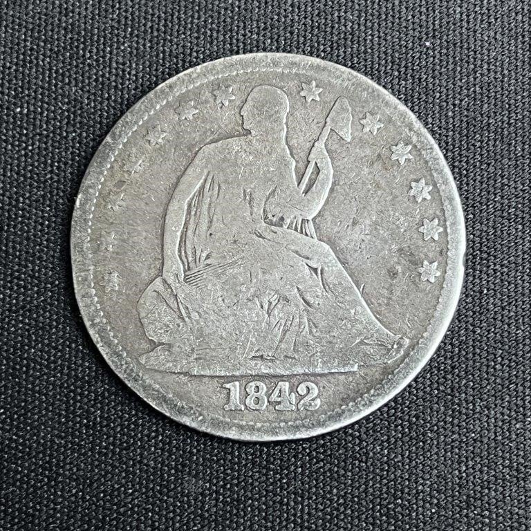 1842 Seated Liberty Silver Half Dollar
