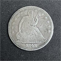 1842 Seated Liberty Silver Half Dollar