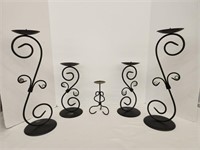 Set of 5 Black Candle Stands - from 8" to 18"