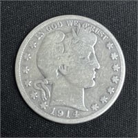 1914-S Silver Barber Half Dollar