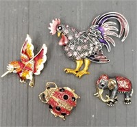 (4) Colorful Pins & Brooches