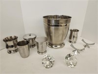 Assorted Stainless Steel Cups, Ice Bucket and