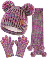 [Only One Glove] Kids Winter Hat Gloves Scarf Set,