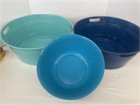 Pair of 18” plastic tubs and and two 11.75”