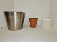 Assorted Sizes of Pots and Plastic Container