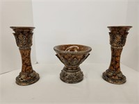 Candlestands and Decorative Bowl