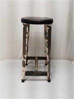 MCM Metal w Chipped Paint Industrial Stool