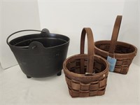 2 Wicker Baskets and 12" Planter Basket