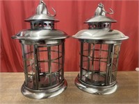 Matching stainless steel candle lanterns. Approx.
