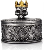 Skeleton Head Jewelry Box, Crowned Skull Necklace