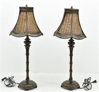Pair Traditional Style Faux Bamboo Table Lamps