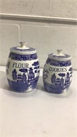 Vintage Blue Willow Canisters K7D