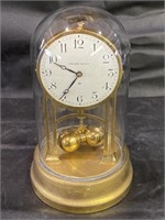 VTG Tiffany Never-Wind Brass Mantle Clock w/Cloche