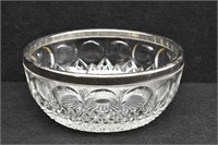 Mid Century Silver Rim Crystal Bowl