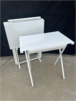 Bluff City Furniture White Wood TV Trays + Stand