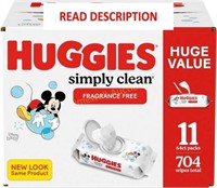 Huggies Wipes  UNSCENTED  11 Packs  704 ct