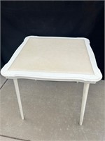 Wood / Faux Leather Top Table w Folding Legs
