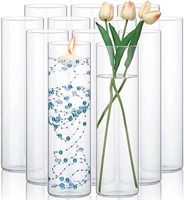 12 Pack Glass Clear Cylinder Vases Tall Floating