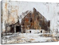 Farmhouse Rustic Wall Art Brown Barn Canvas Decor